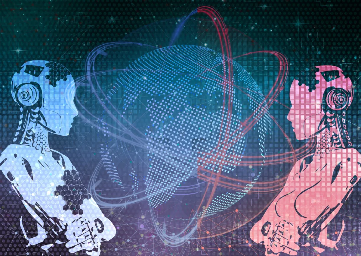 AI と地球ネットワーク抽象画