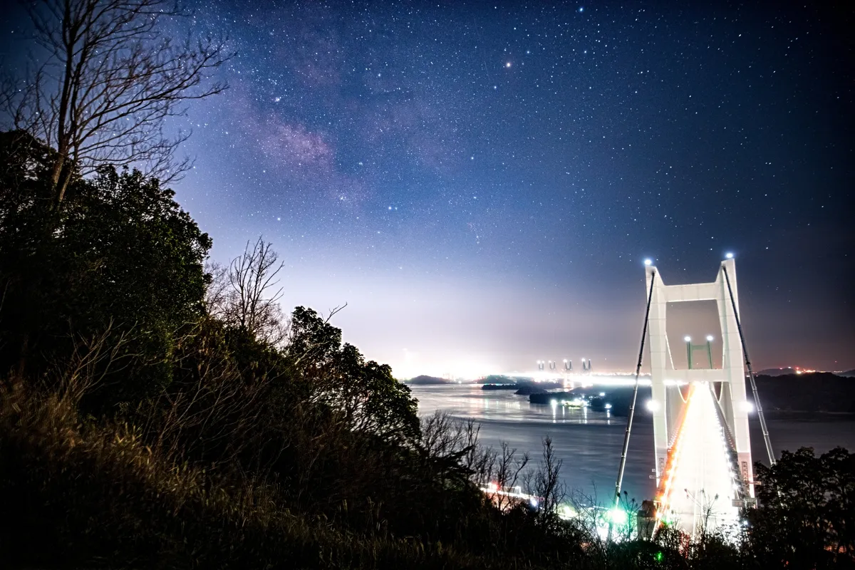 瀬戸大橋と天の川
