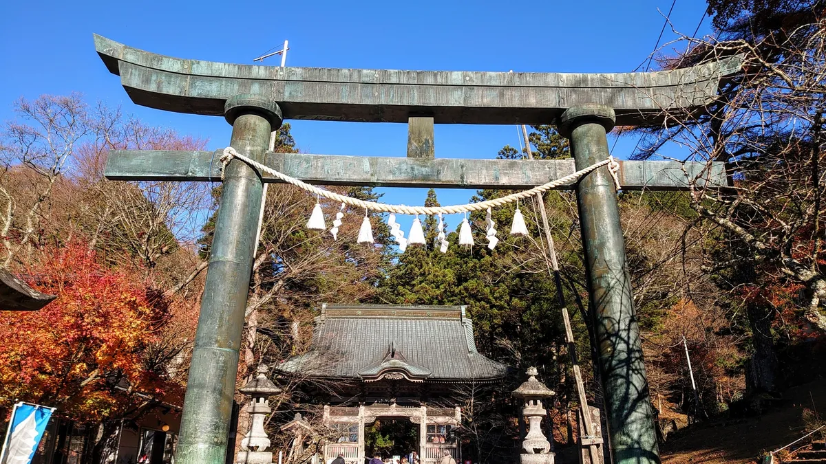 苔むした鳥居と紅葉