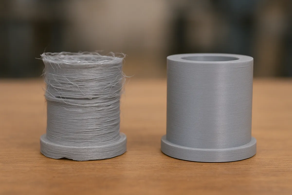 3Dプリンターの造形プロセス、フィラメント装填、キャリブレーション、スライサー設定、実践的なワークショップシーンを示す複数の角度からの写真。