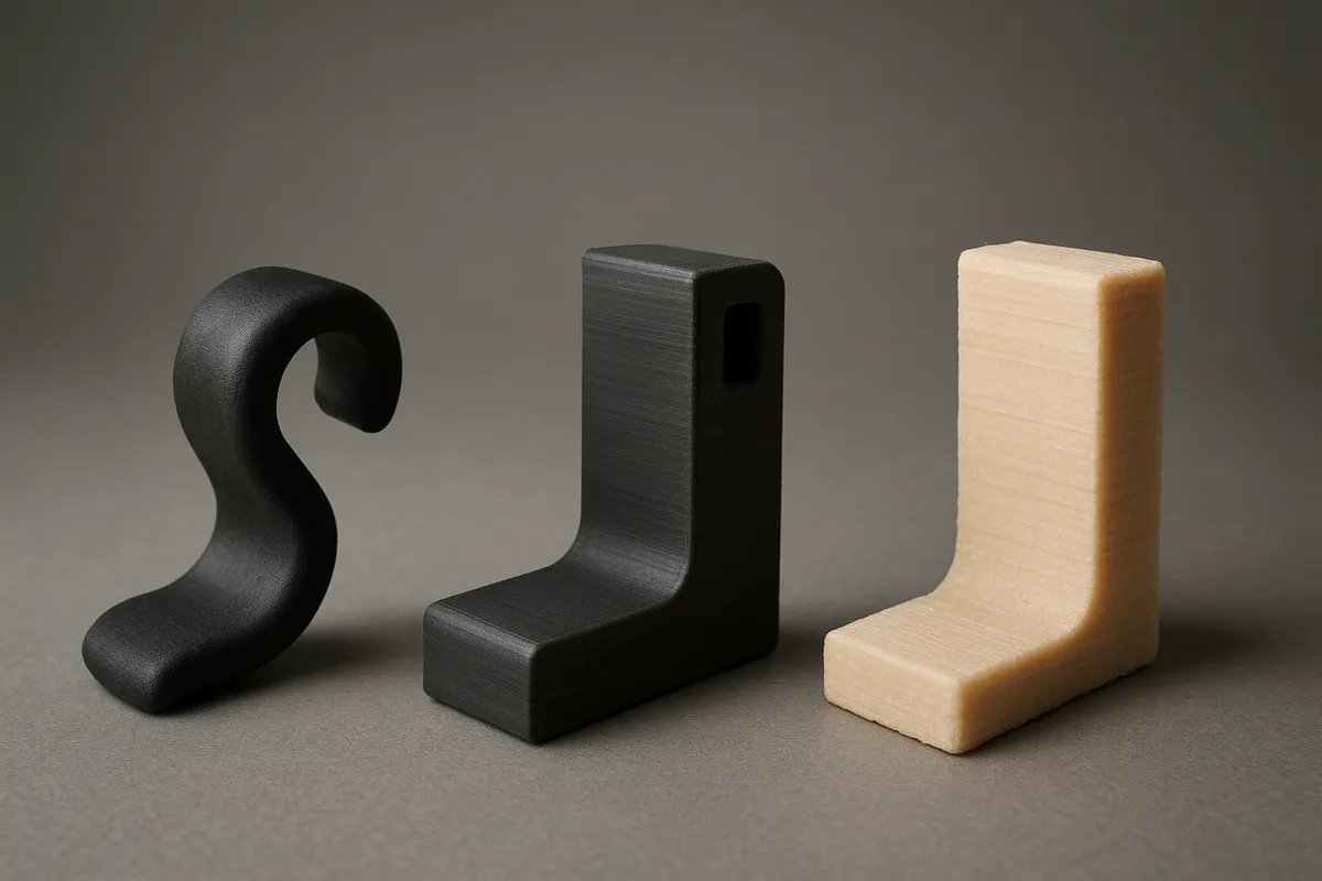 様々な色や素材の3Dプリンター用フィラメントのスプールと比較サンプル。