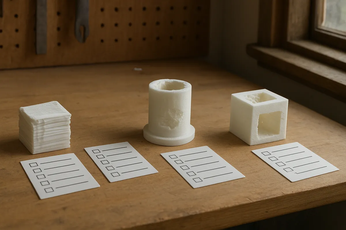 3Dプリンターの一般的なトラブル箇所と診断・修理の道具を示した実践的な写真素材。