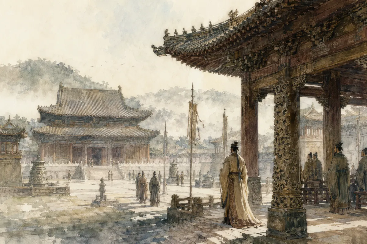 古代東洋の帝国建築、商業路、武士文化を表現した歴史的アート作品