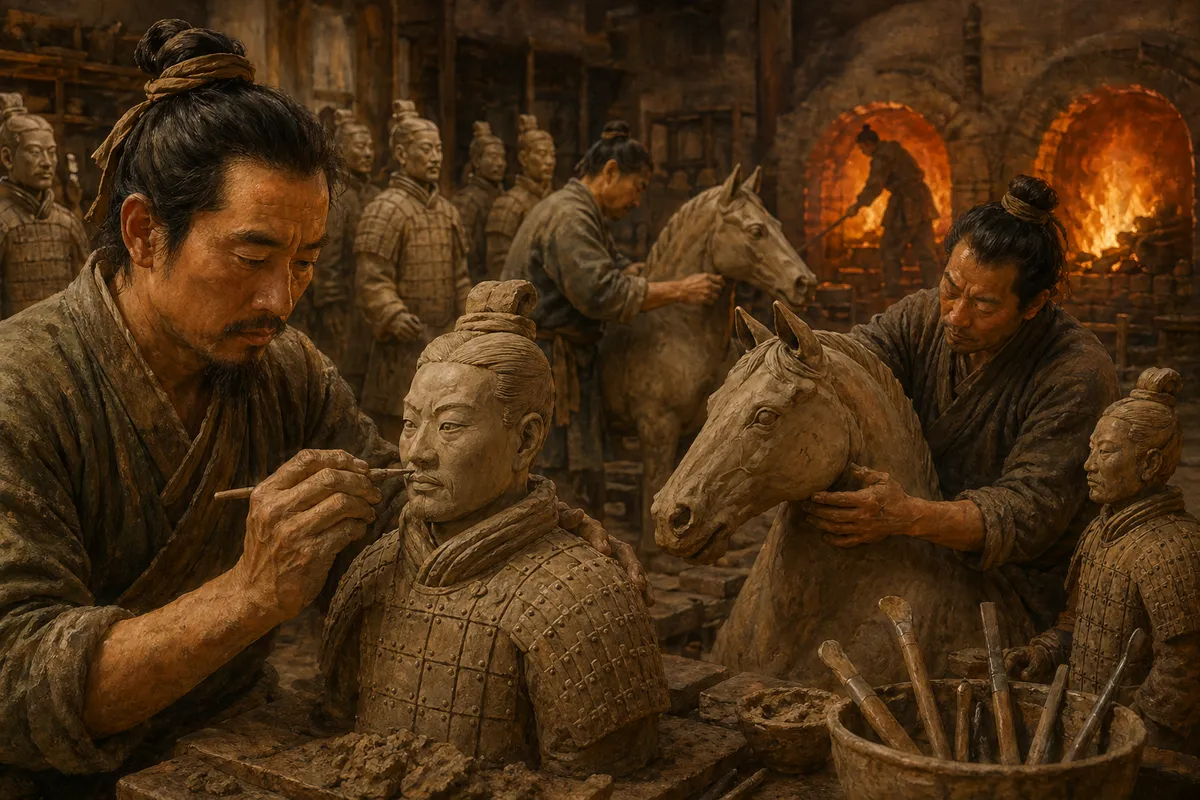 古代東洋の帝国建築、商業路、武士文化を表現した歴史的アート作品