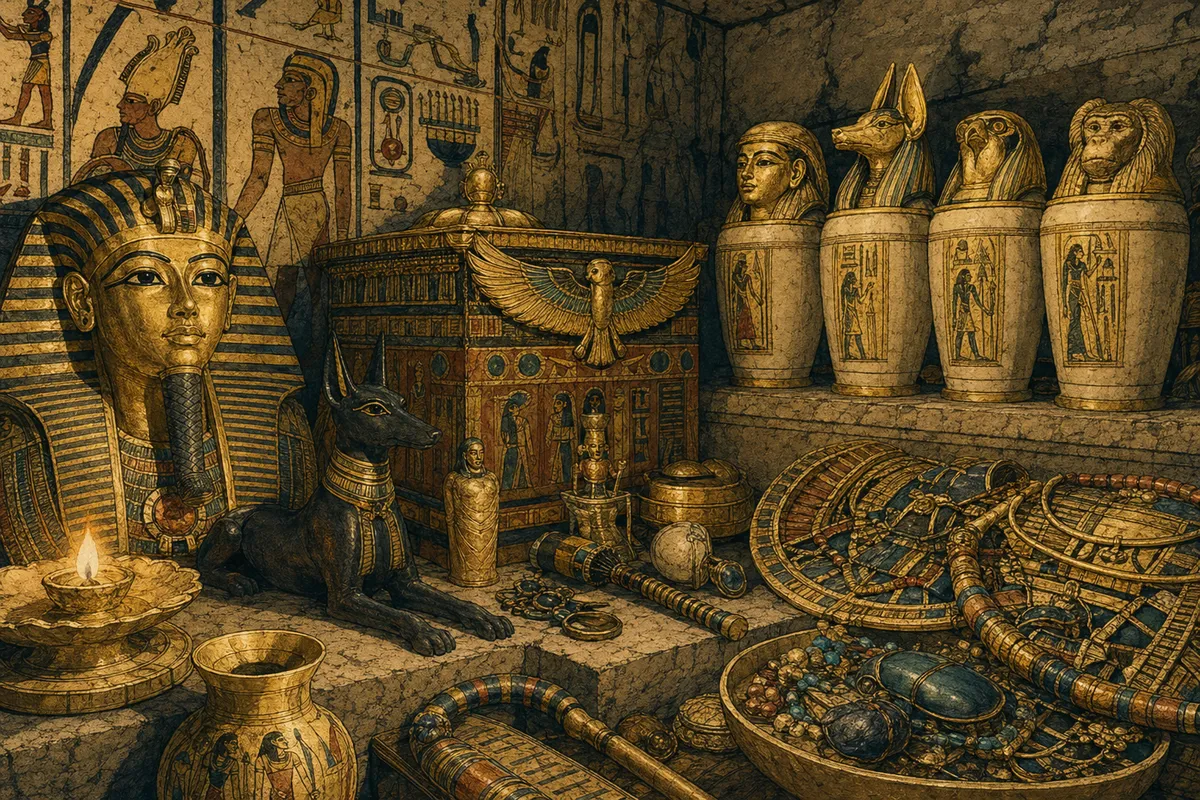 古代エジプト文明の王権と建築技術を象徴する歴史的ビジュアル表現