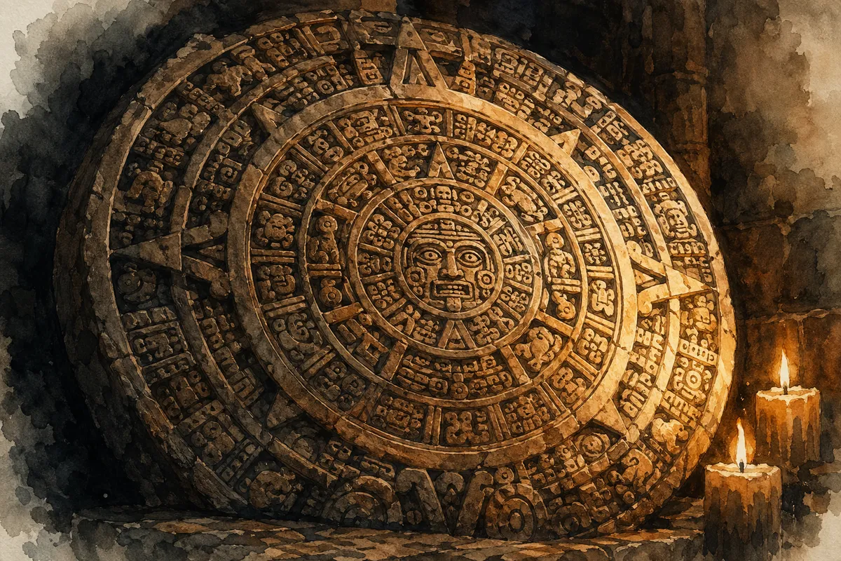 古代文明の謎と未解明の遺跡を描いた神秘的なアート。