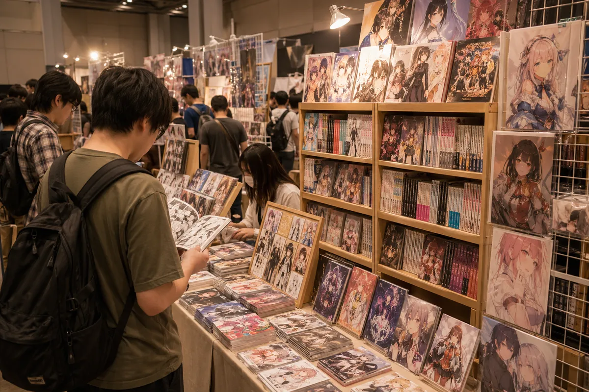 サブカルチャーイベント会場の活気ある雰囲気を表現した広角イメージ