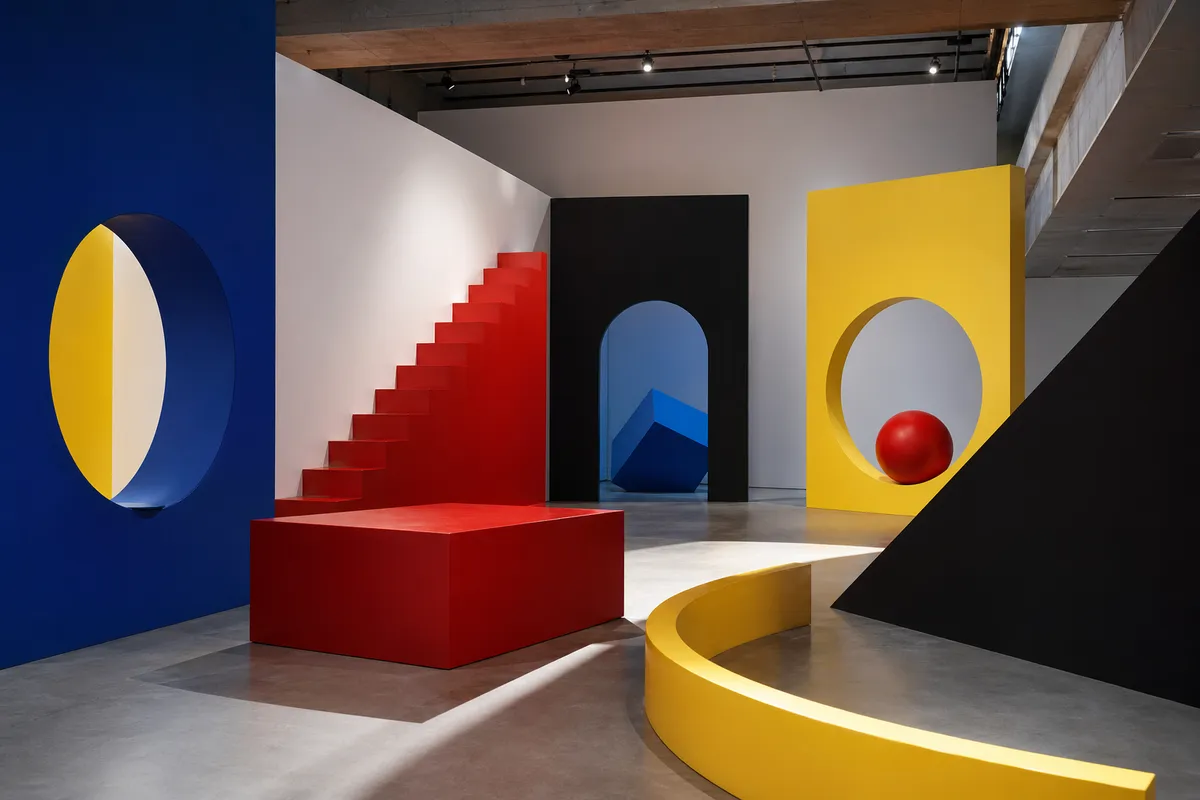 美術館の展示ギャラリーで様々な時代と様式の美術作品を鑑賞する風景