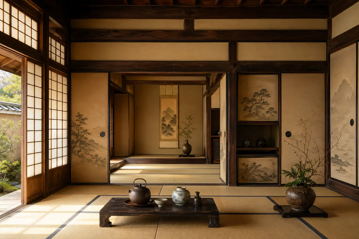 江戸時代の浮世絵や水墨画を代表とする日本伝統美術の世界観を表現した作品