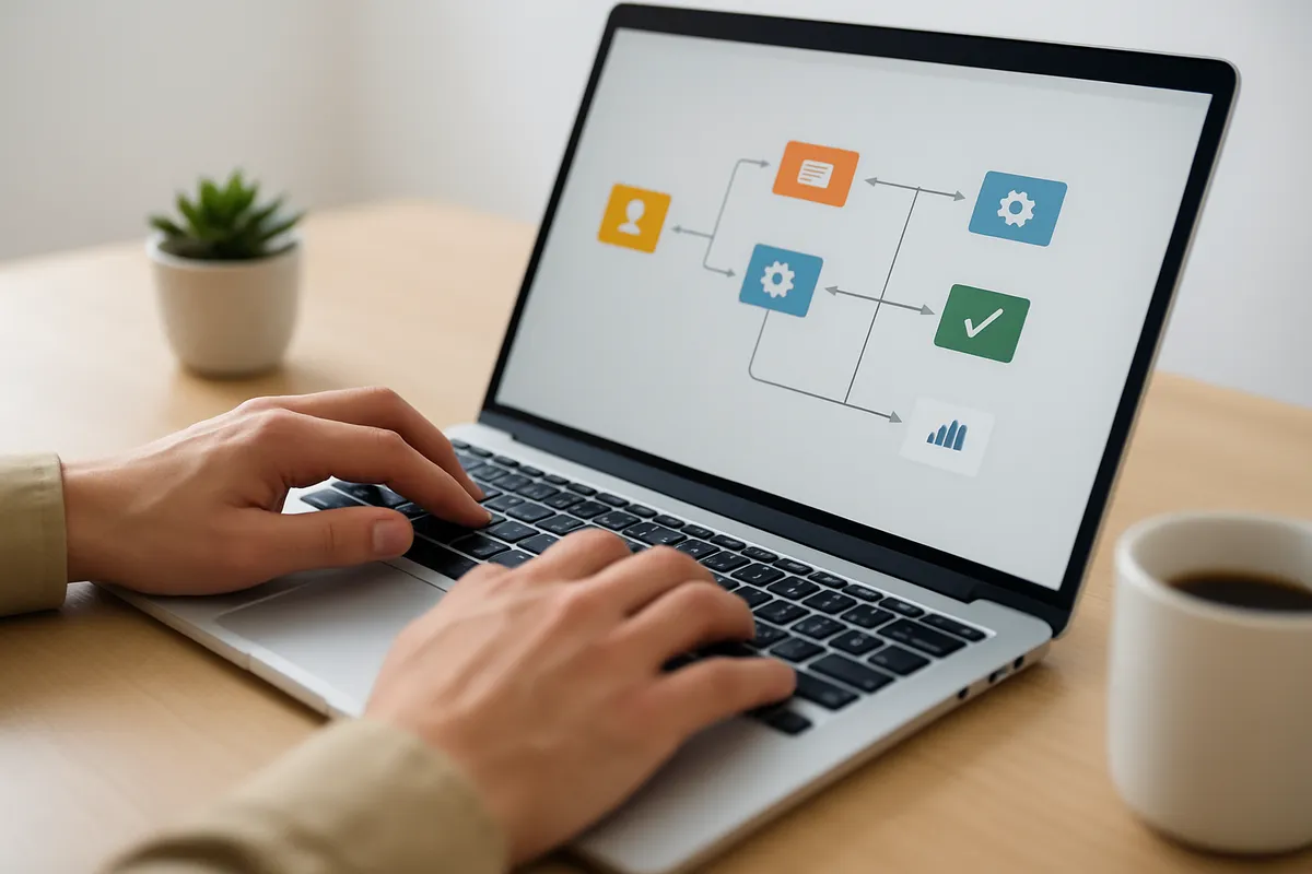 B2B営業・マーケティングチームがCRMやMAツールを使用して戦略立案と成果最大化に取り組む様子