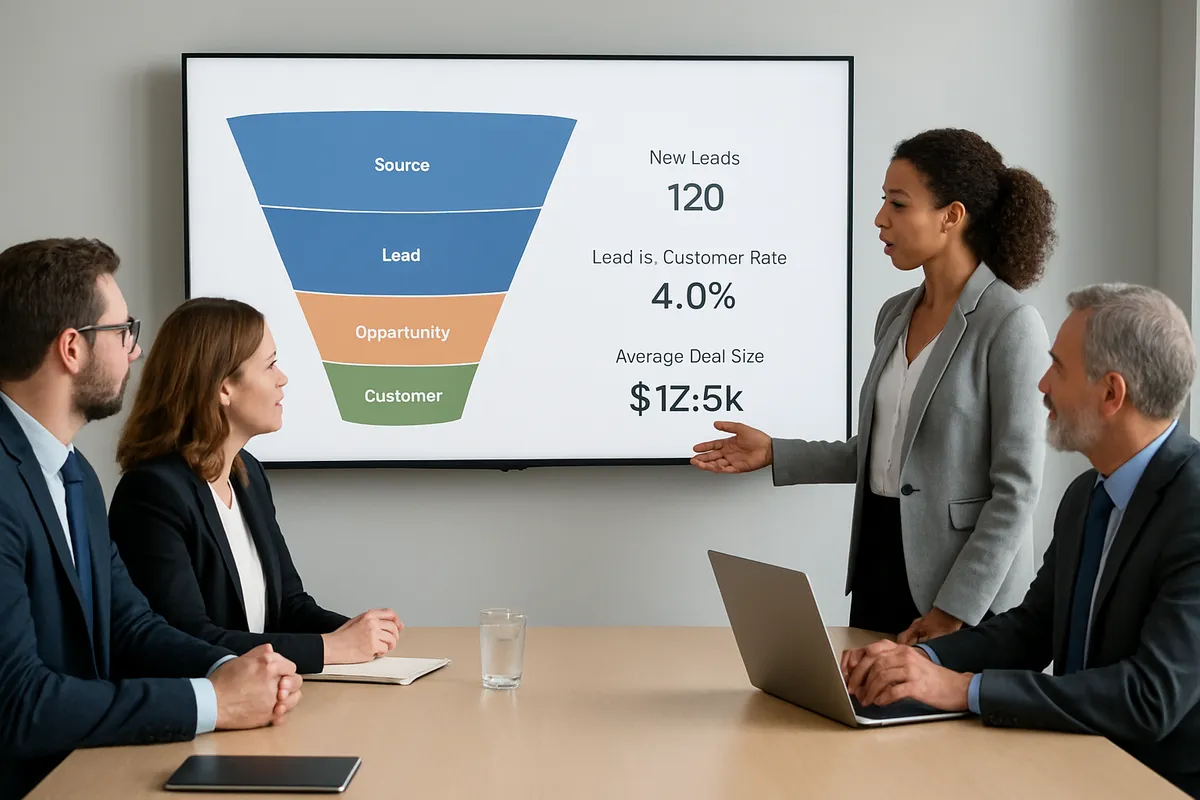 B2B営業・マーケティングチームがCRMやMAツールを使用して戦略立案と成果最大化に取り組む様子