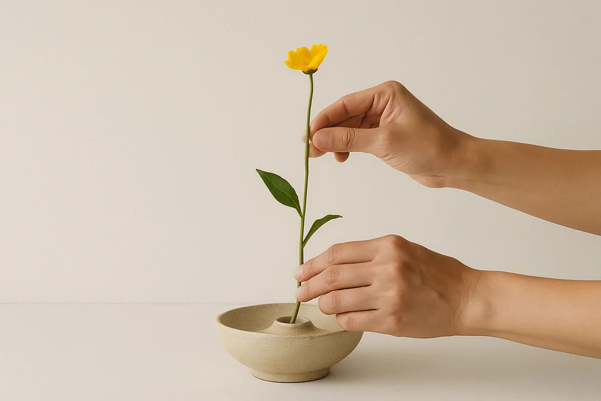 日本の芸道（茶道、書道、華道、能）の伝統的な道具と実践風景を集めた画像