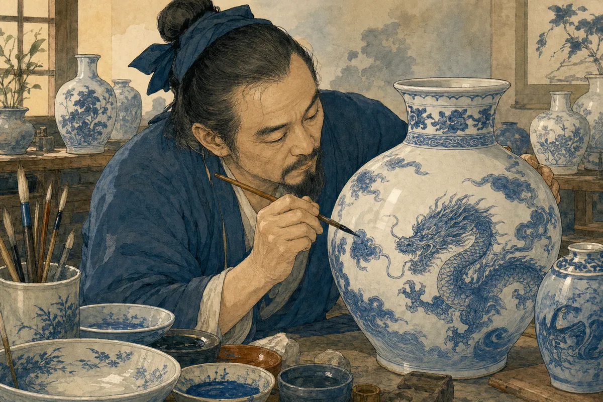 中国の伝統文化を象徴する水墨画・書道・工芸品のイメージ。