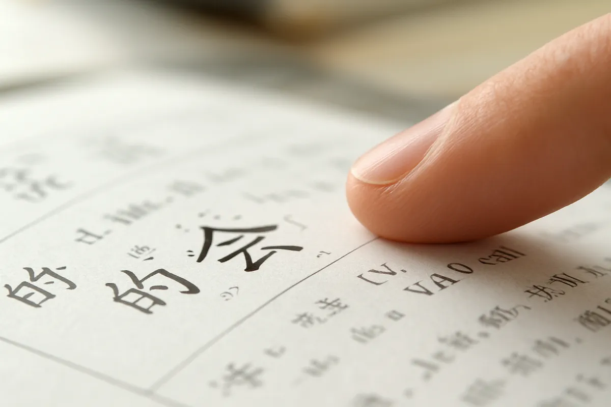 中国語の文法を学ぶ学生の学習風景と教材のコレクション。