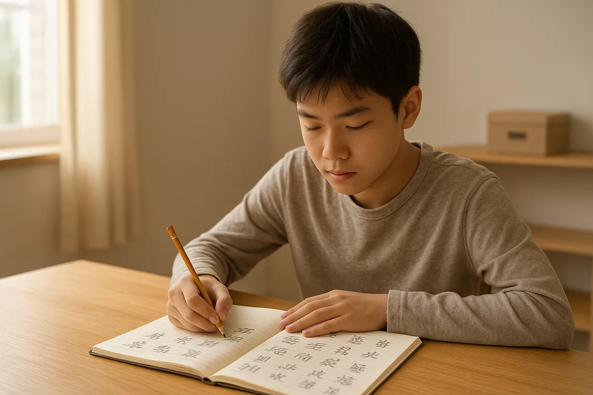 中国語の勉強に取り組む学習者の様々な場面を描いた画像集。