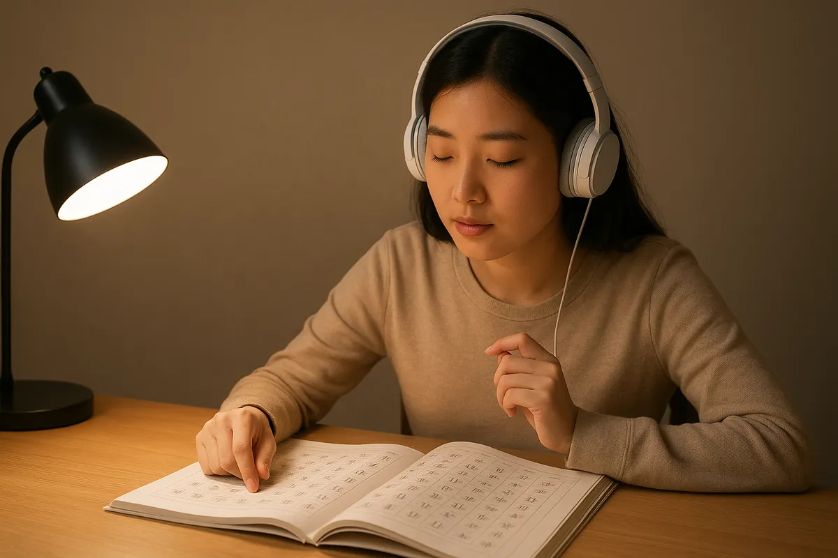 中国語の勉強に取り組む学習者の様々な場面を描いた画像集。