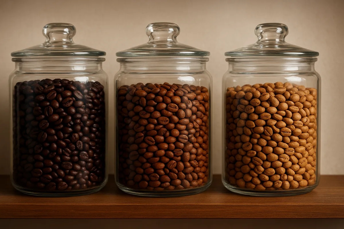 様々な焙煎度のコーヒー豆を様々なアングルから撮影した写真セット