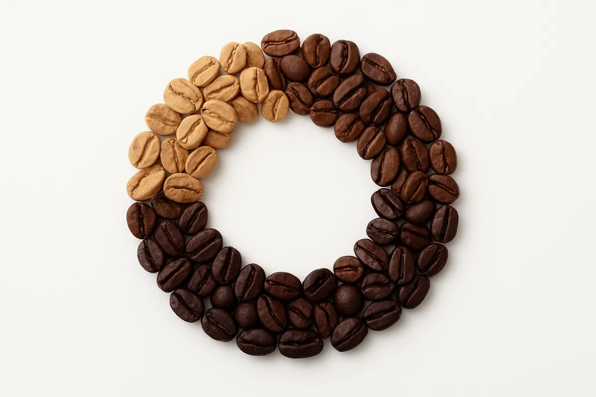 様々な焙煎度のコーヒー豆を様々なアングルから撮影した写真セット