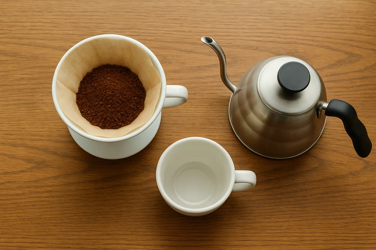 様々なカフェの雰囲気、コーヒー抽出、ラテアートなどを捉えた複数の場面。