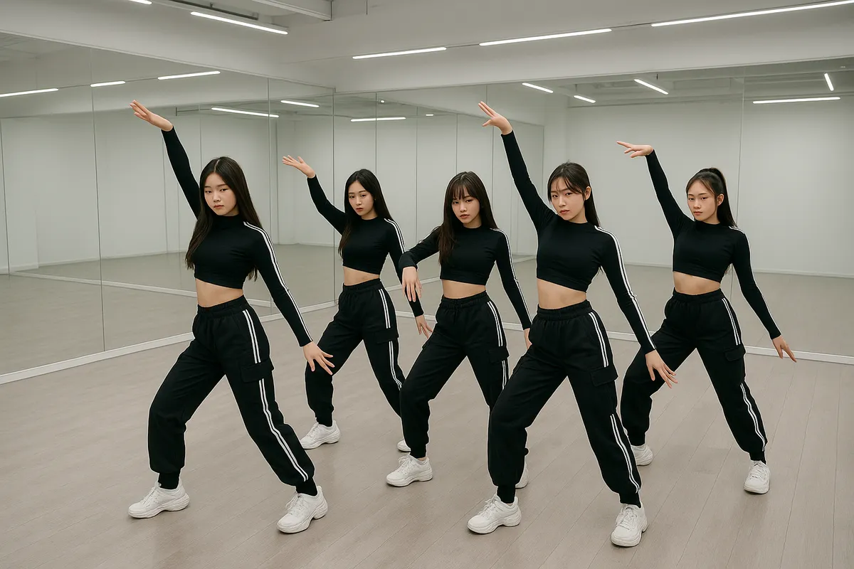 様々なダンスジャンルの特徴を示す異なるダンススタイルのダンサーたちの表現的なポーズと動き。