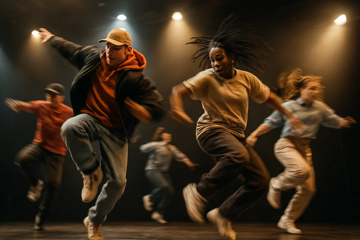 ダンススクールで初心者向けのレッスンを受ける生徒たちの様子。