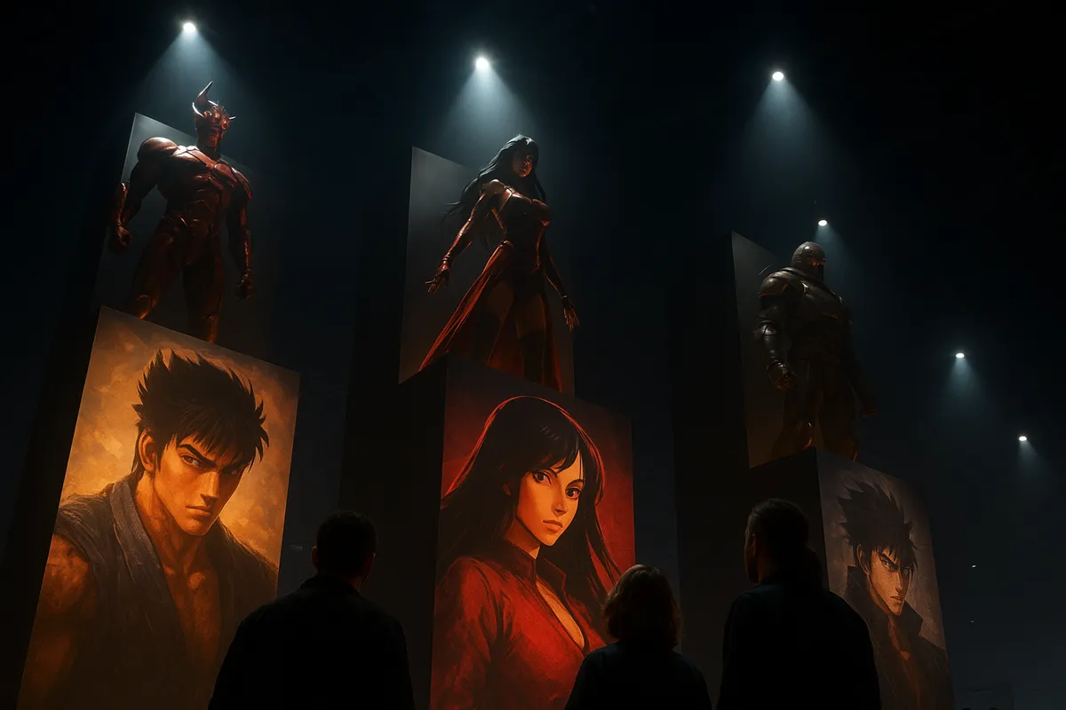 フィギュアコレクターが集まるコンベンションの会場風景と展示ブース