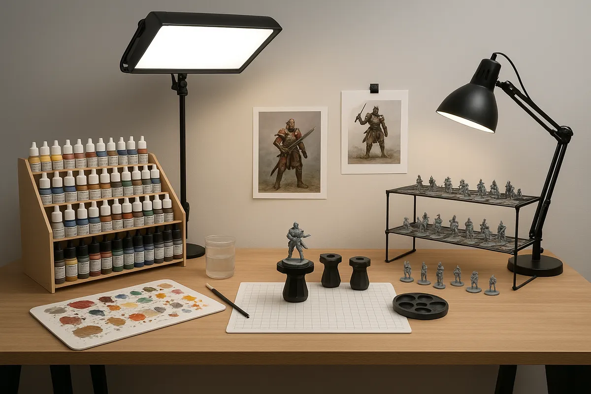 フィギュア塗装の各工程と道具を紹介する複数の作業風景