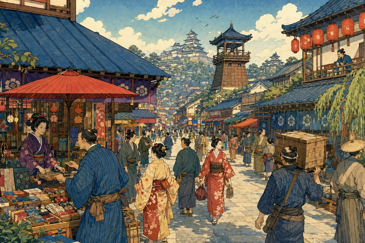 箱庭ゲームの街づくりシミュレーション画面を表現したイラスト