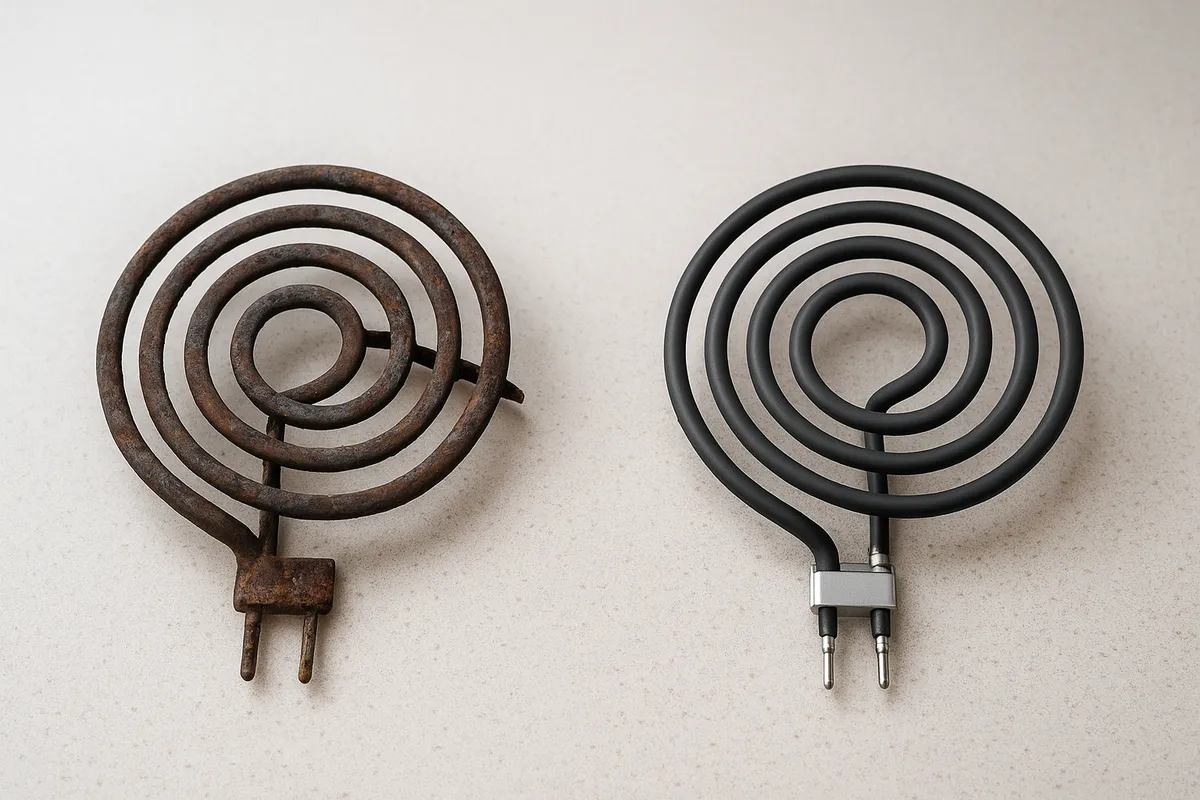 キッチン家電の故障原因を特定するための詳細な部品点検と修理手順の写真