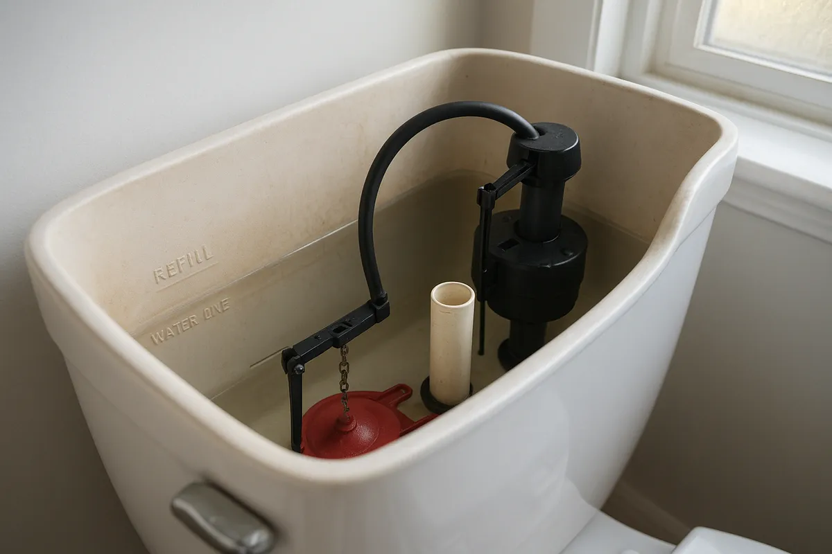 トイレや水回り設備のトラブル診断と修理方法を示す実践的な画像。