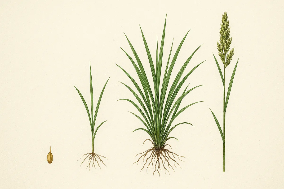 様々な芝生の種類を比較し、それぞれの特徴が視覚的にわかる画像。