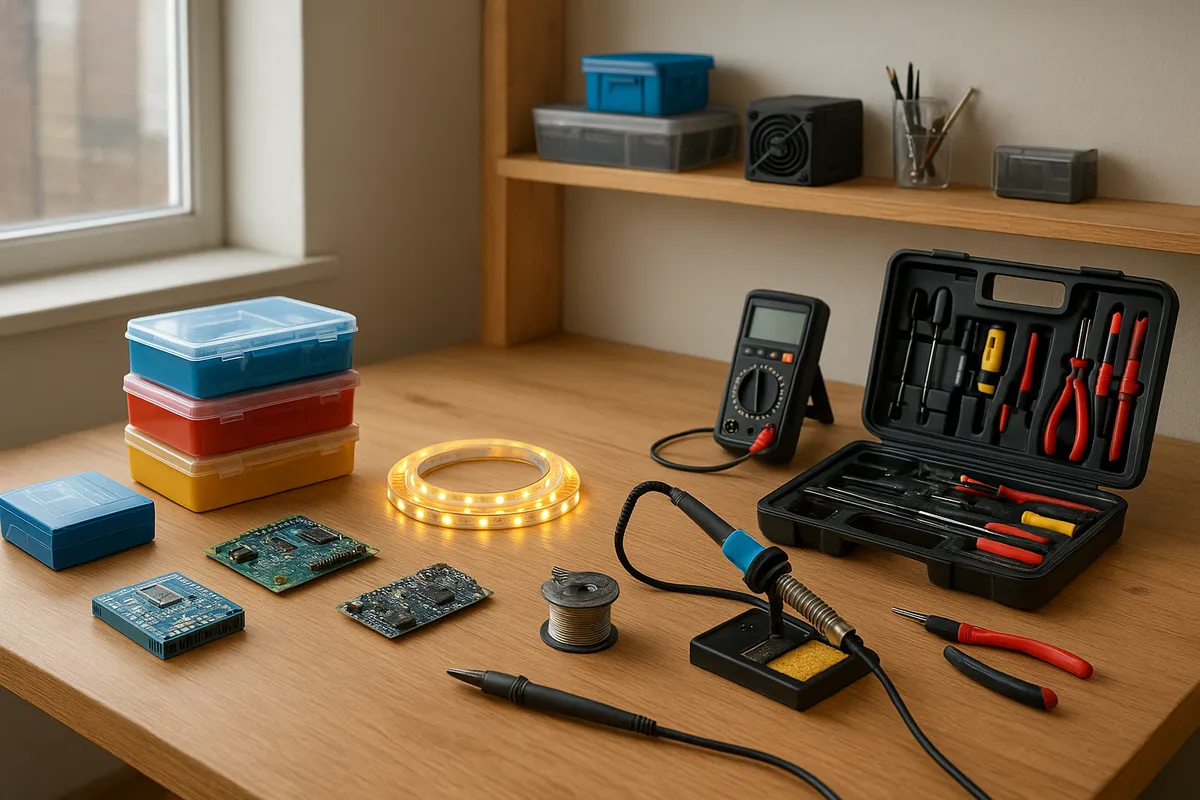 電子工作初心者向けのArduino、ラズベリーパイ、ブレッドボード、はんだごて、電子部品など、テックDIY学習に必要な工具と機器のセットアップガイド