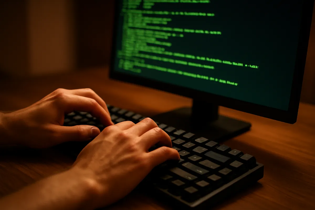 Linux環境でのDocker開発とターミナルコマンド実行の実践的なセットアップシーン。