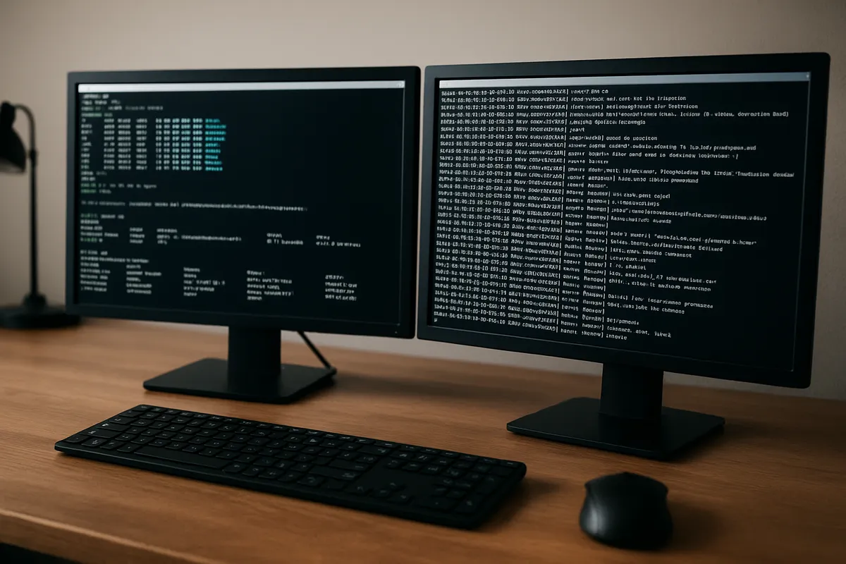 Linux環境でのDocker開発とターミナルコマンド実行の実践的なセットアップシーン。