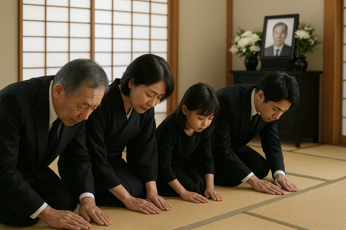 葬儀・法事のマナーと儀式に関する実用的で丁寧な場面を表した画像。