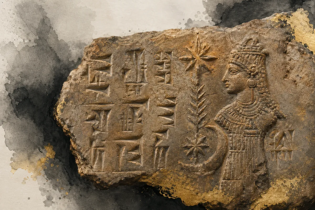 メソポタミア神話の神々と英雄、古代バビロニアの神聖な象徴と神殿の壮大な表現。