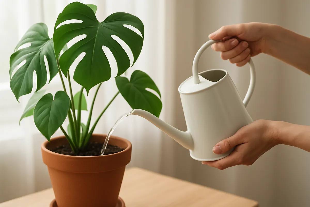 観葉植物の日常的なお世話方法を示す5つの実践的なシーン。