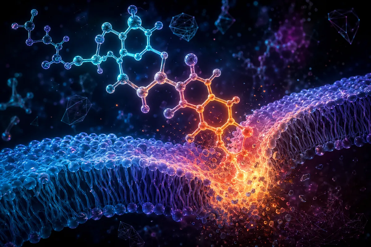毒物の科学的構造と歴史的背景を表現した学術的イラスト。