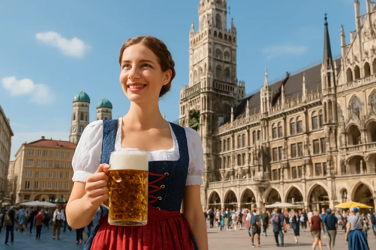 ミュンヘン Munich バイエルン州 ドイツ南部 ビール醸造 マリエン広場 新市庁舎 アルプス近郊 伝統衣装 ビアホール オクトーバーフェスト カトリック文化 費用相場 生活環境