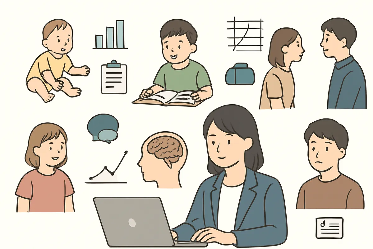 発達心理学 研究法 測定方法 縦断研究 横断研究 観察法 実験法 心理検査 発達段階 乳幼児 児童 青年期 認知発達 社会性発達 developmental psychology research m