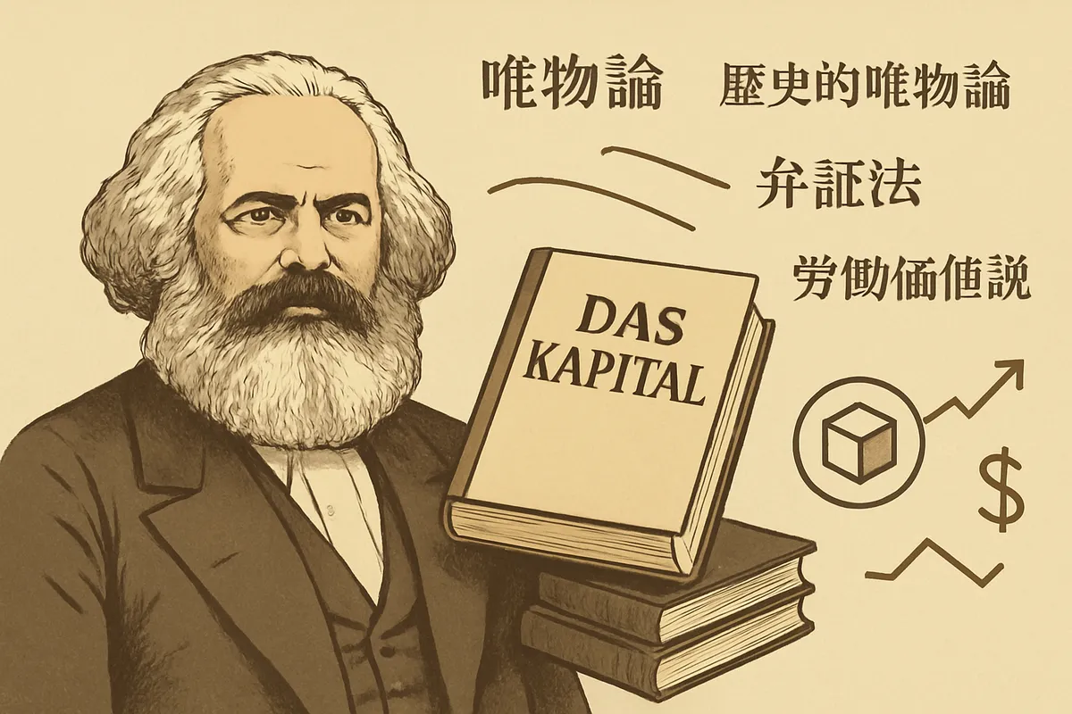 マルクス Marx 初期著作 資本論 Das Kapital 連続性 唯物論 弁証法 歴史的唯物論 1840年代 1867年 ドイツ イギリス 労働価値説 疎外論 商品物神性