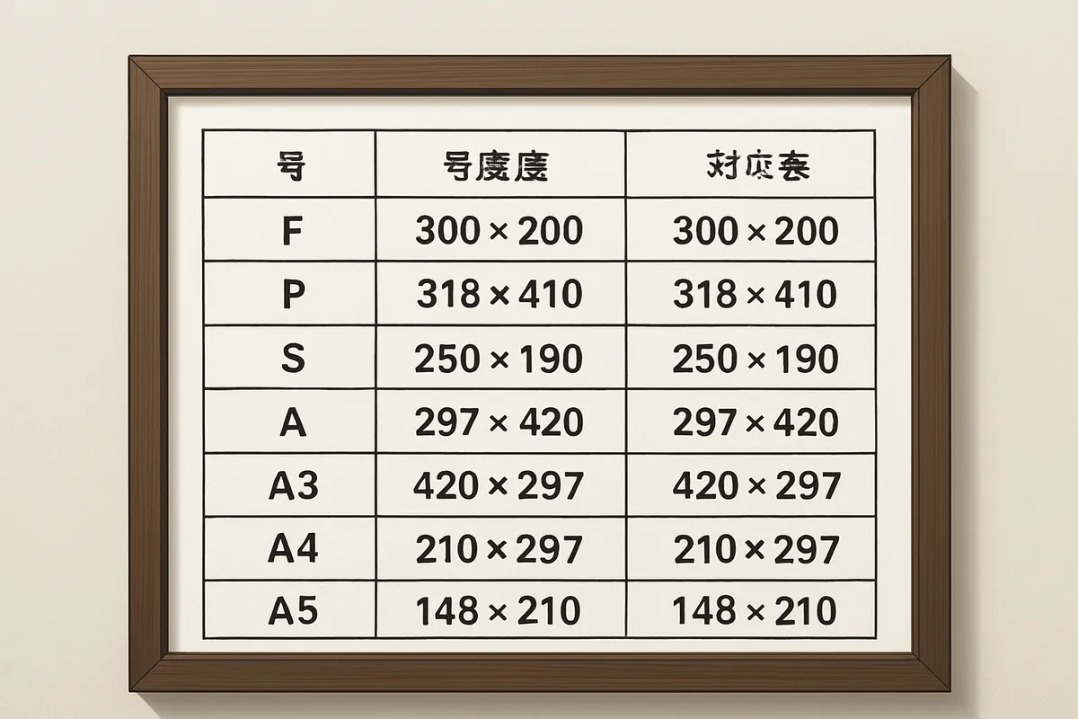 額縁 サイズ規格 号数 A判 対応表 寸法 mm 比率 フレーム 規格表 注意点 F号 P号 S号 選択 間違い