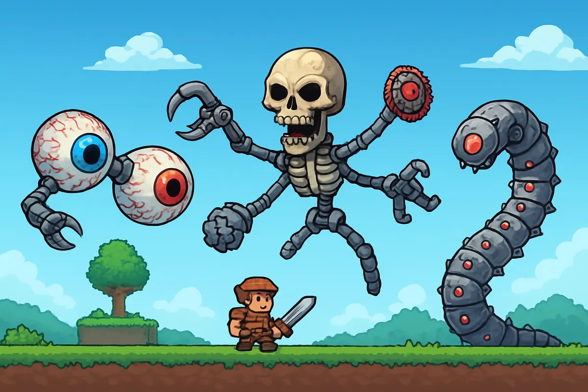Terraria メカボス 初期選択 The Twins Skeletron Prime The Destroyer 装備更新 ハードモード序盤 ボス攻略 難易度調整 武器選択