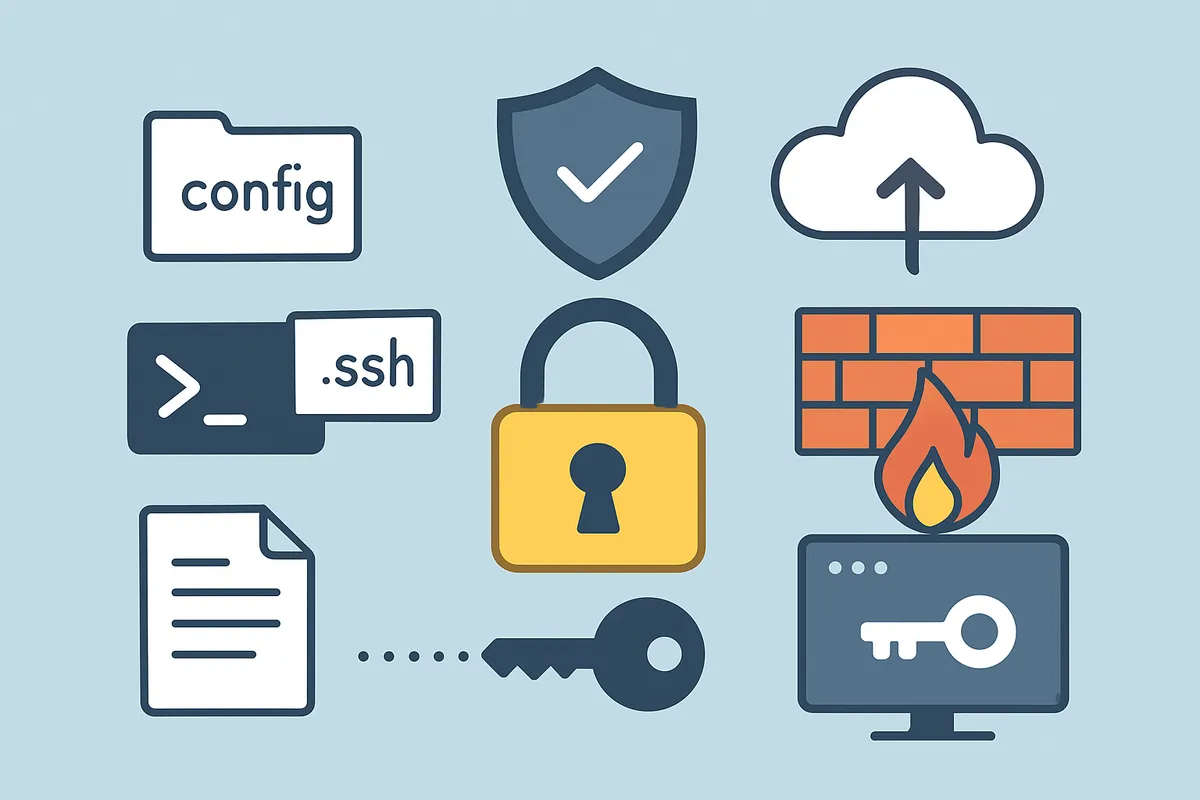 SSH 安全設定 公開鍵認証 ポート変更 パスフレーズ ファイアウォール 暗号化通信 リモートアクセス セキュリティ 鍵管理 設定ファイル config ~/.ssh