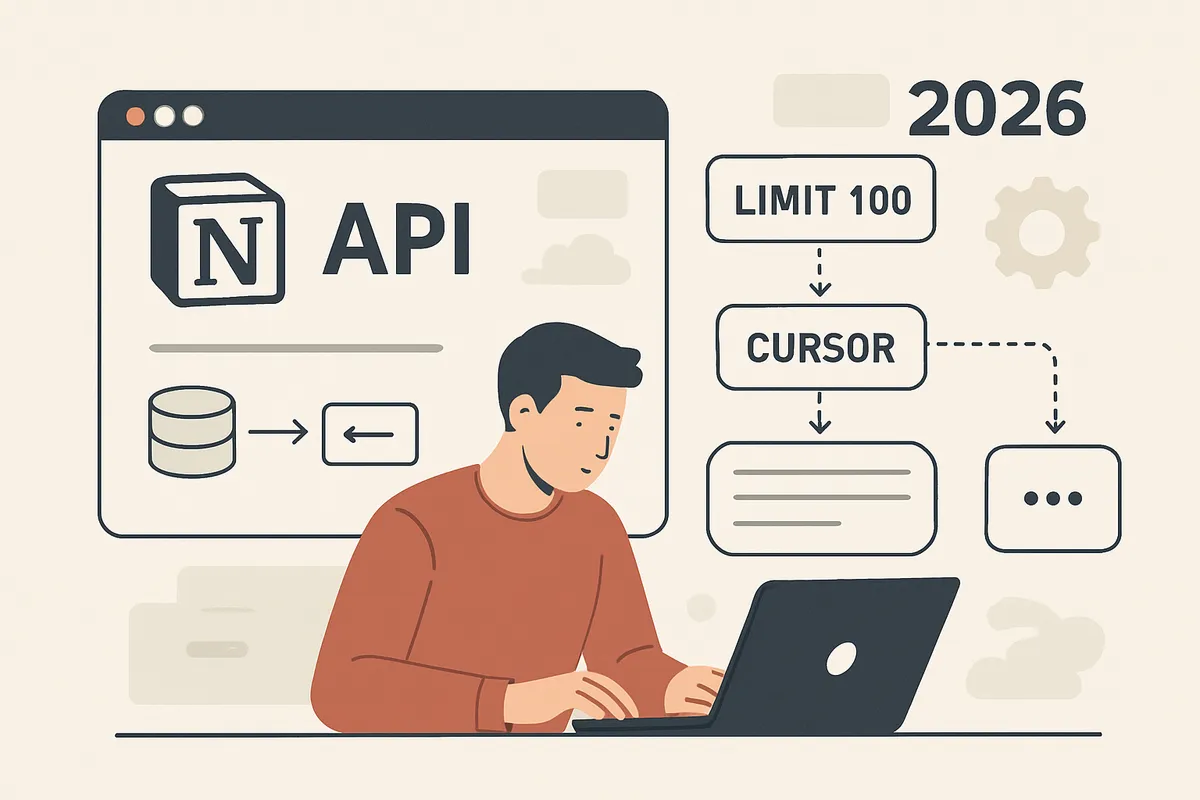 Notion API カーソル pagination limit 100件 データベース クエリ設計 API仕様 2026年 自動化 レート制限 レスポンス 開発者向け