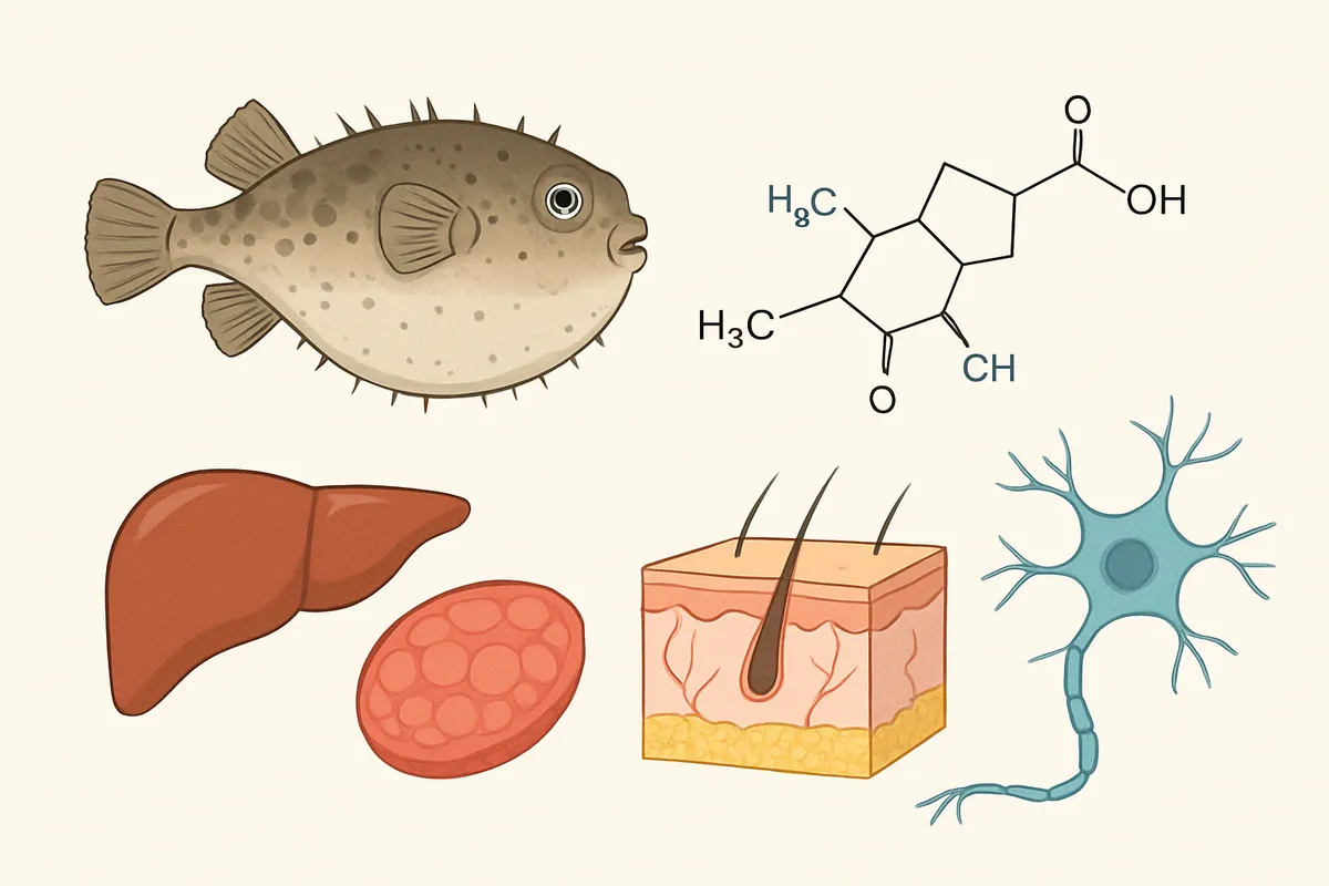 テトロドトキシン TTX フグ毒 神経毒性 肝臓 卵巣 皮膚 蓄積 海洋生物 耐性獲得 イオンチャネル遮断 毒素蓄積部位 フグ中毒 神経系統