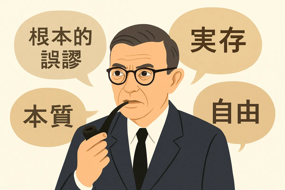 サルトル Sartre 実存主義 existentialism 本質 essence 自由 freedom 責任 存在論 20世紀フランス哲学 誤解 訂正 根本的誤謬