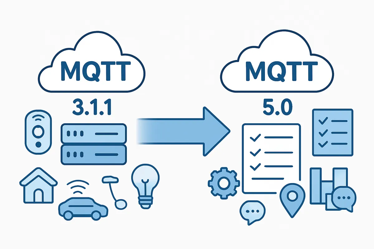MQTT 3.1.1 MQTT 5.0 プロトコルバージョン 仕様変更 メッセージング IoT通信 QoS レベル ペイロード メタデータ プロパティ 互換性 メッセージ保持 サブスクリプション フィ