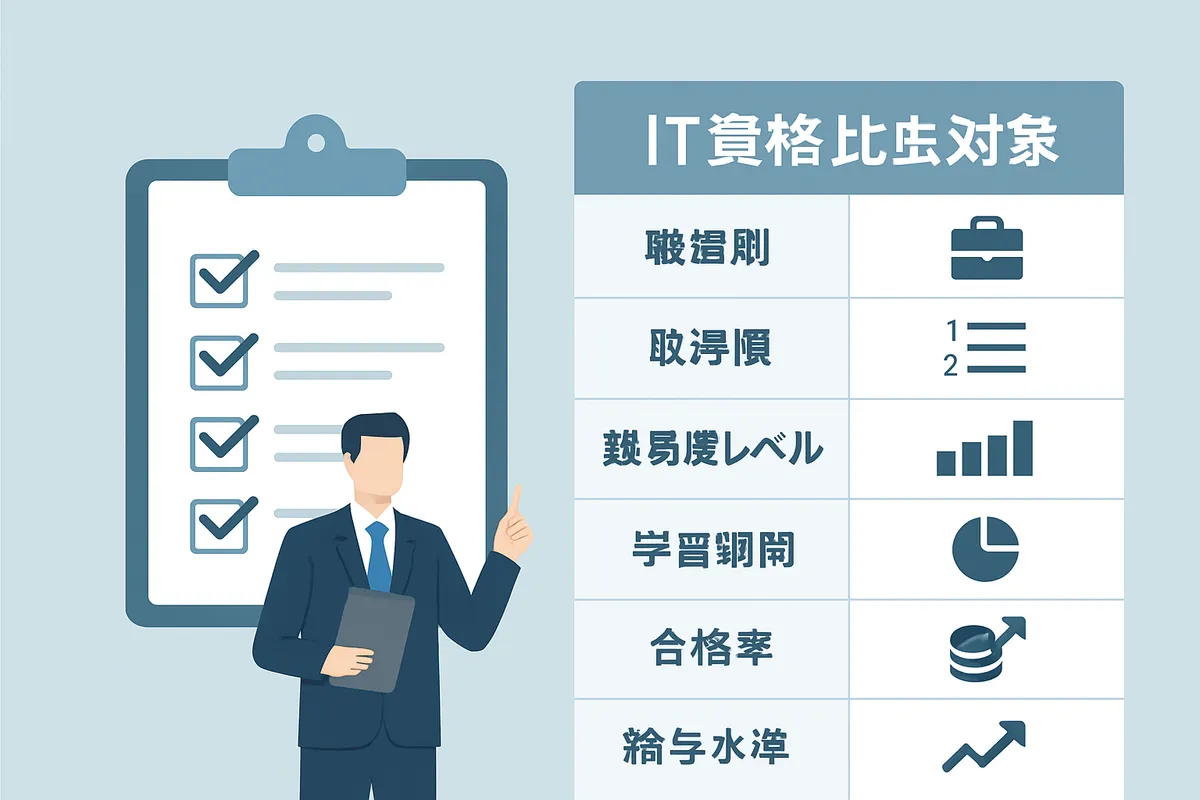IT資格 比較 転職有利 職種別 取得順 難易度レベル 学習期間 合格率 給与水準 キャリアパス
