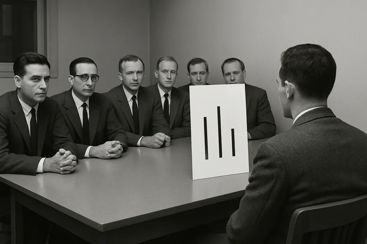 同調 服従 違い Asch conformity experiment 社会心理学 集団圧力 判断 行動 1950年代 アメリカ 線分判定 多数派 個人 非順応
